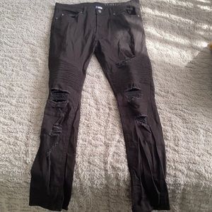 Black rippled/ripped jeans